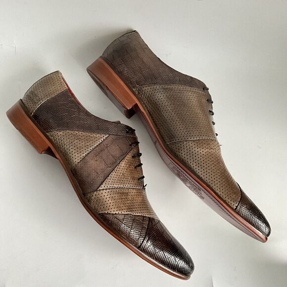 Melvin & Hamilton Leather Patchwork Point-toe Oxfords Brown Men 46 main image 4